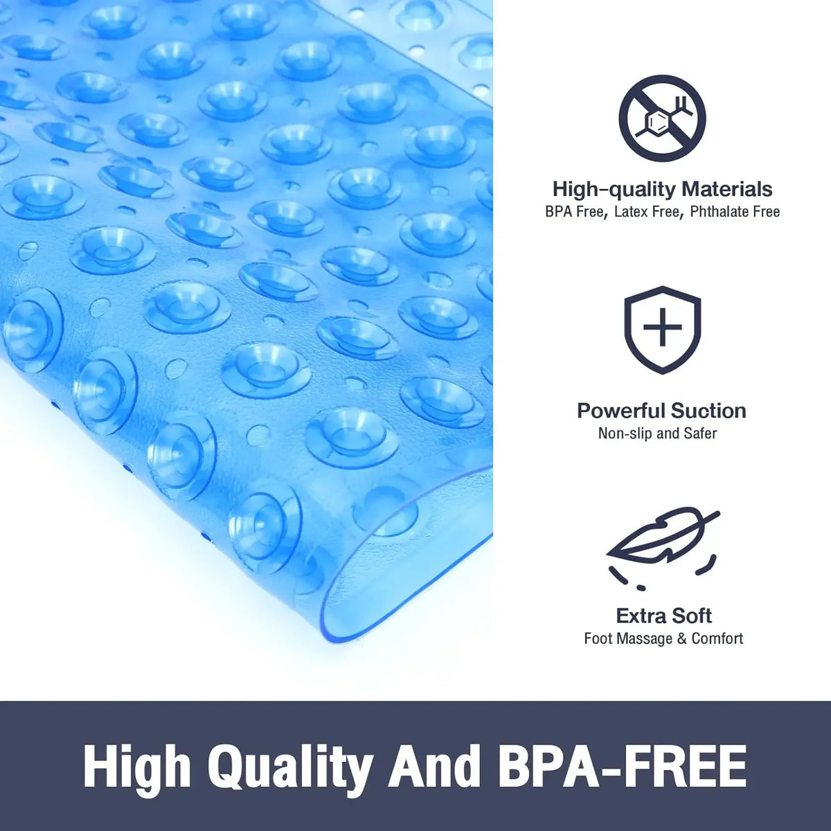 Non-Slip Shower Mat with Suction Cups, 53 x 53 cm