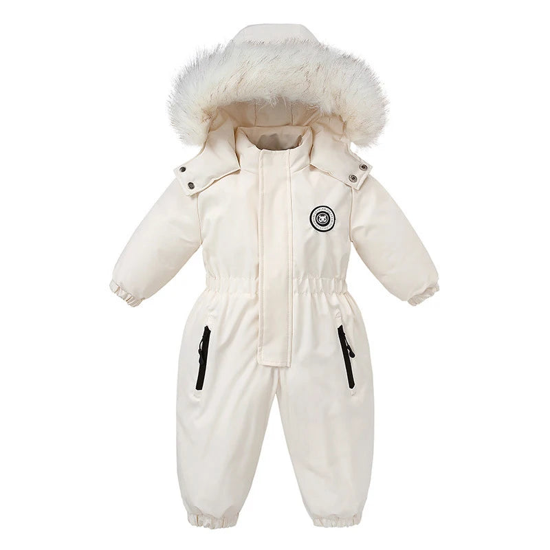 Children Ski Suit Winter Autumn Plus Velvet Boys Jumpsuit Warm Kids Clothes Waterproof Baby Overalls Hooded Girls Snowsuit 1-5Y