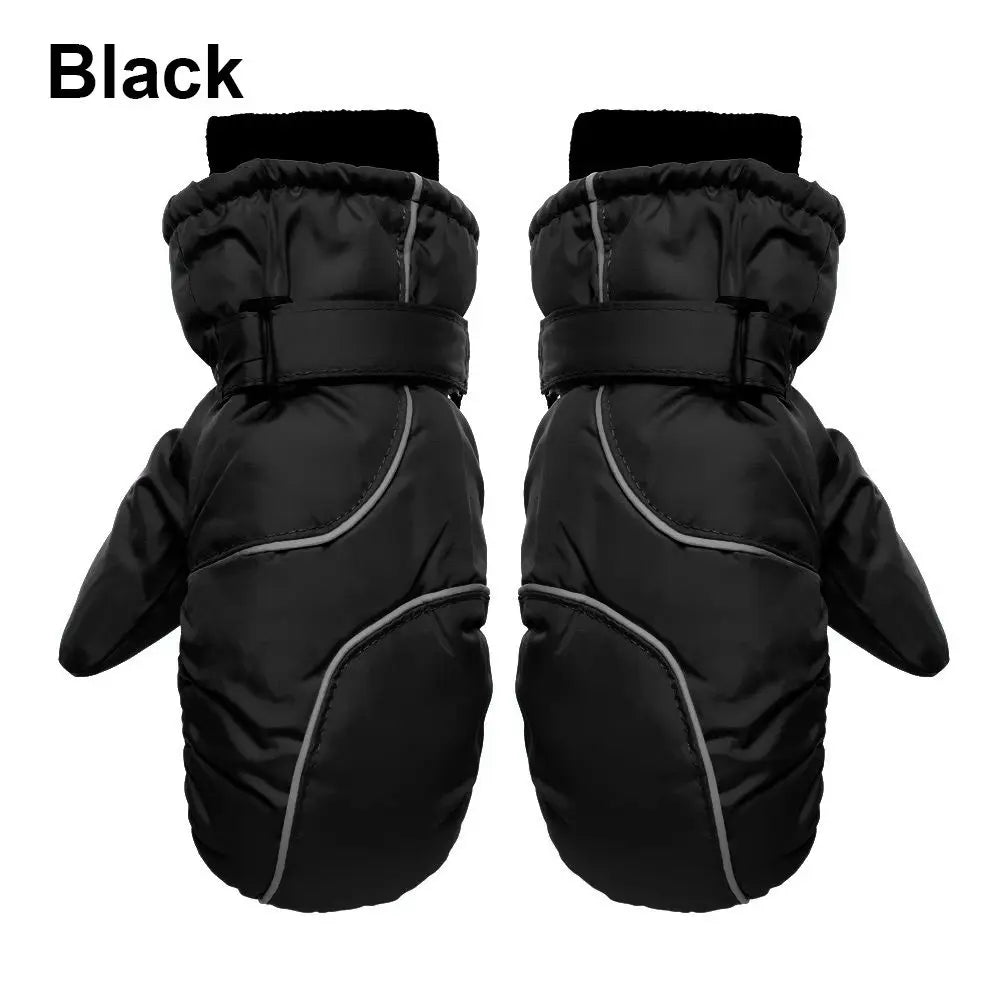 Kids' Adjustable Ski Gloves – Velvet-Lined Snow Gloves (Ages 5–9)