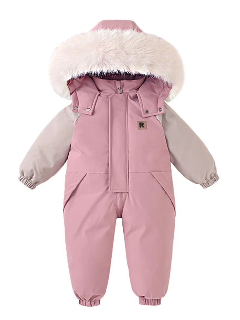 Children Ski Suit Winter Autumn Plus Velvet Boys Jumpsuit Warm Kids Clothes Waterproof Baby Overalls Hooded Girls Snowsuit 1-5Y