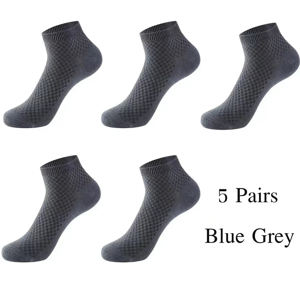 Men's Bamboo Low-Cut Socks – 5 Pairs, Soft & Breathable