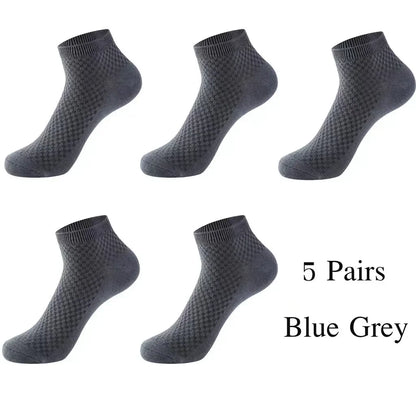 Men's Bamboo Low-Cut Socks – 5 Pairs, Soft & Breathable