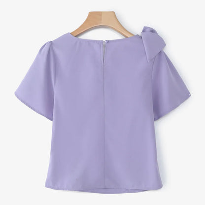 Puffärmelbluse mit Schleifendetail