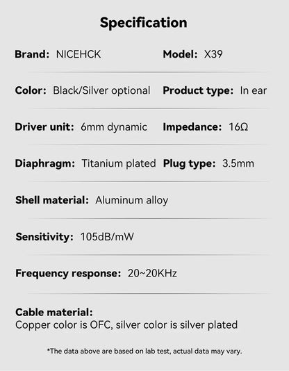 NICEHCK X39 In-Ear-Monitore | HiFi-Aluminium-IEM-Ohrhörer