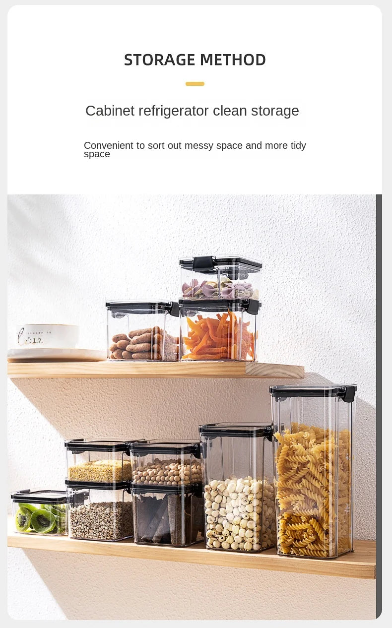 Sealed Kitchen Storage Jars Set – Airtight Plastic Canisters for Grain, Spices & Pantry (460ml–1800ml)
