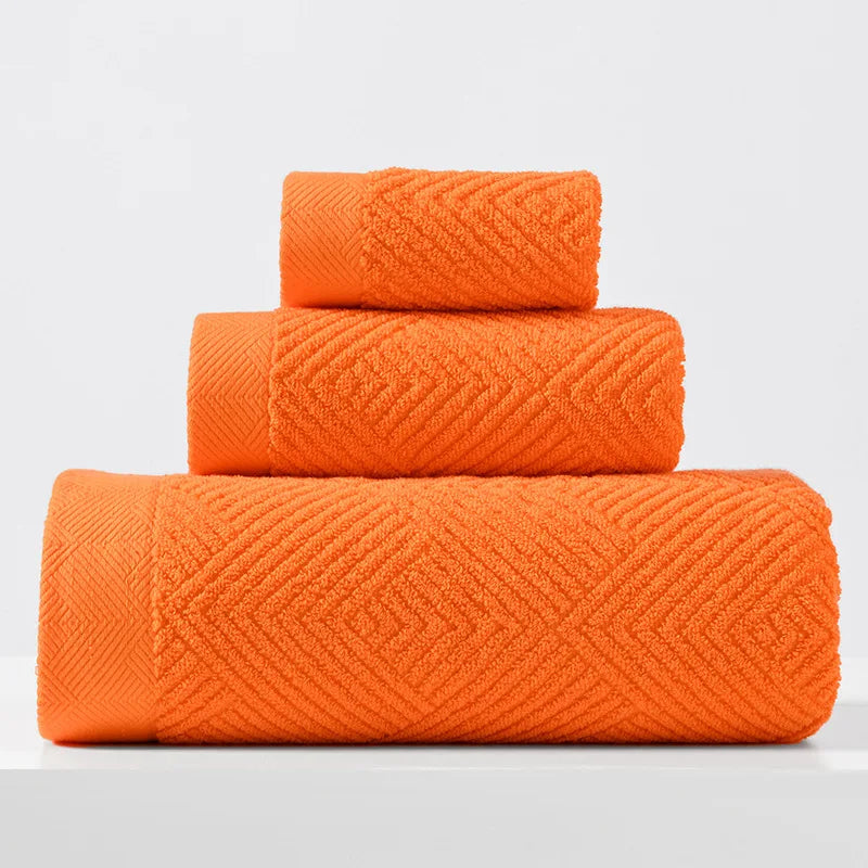 Twill Cotton 3-Piece Towel Set – Solid Colours, 550 g