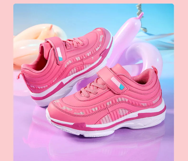 Girls Sport Shoes Waterproof Running Kids Sneakers Casual Leather Pink Breathable Fashion Antislip Lightweight Children Shoes