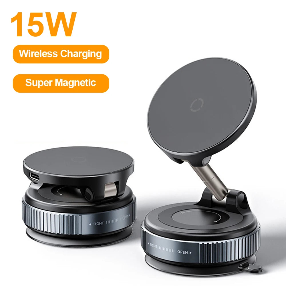 15W RGB Wireless Car Charger & 360° Phone Holder