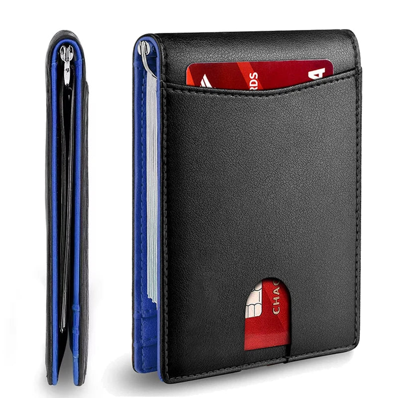 Men's Slim Bifold Wallet with Money Clip – RFID-Blocking