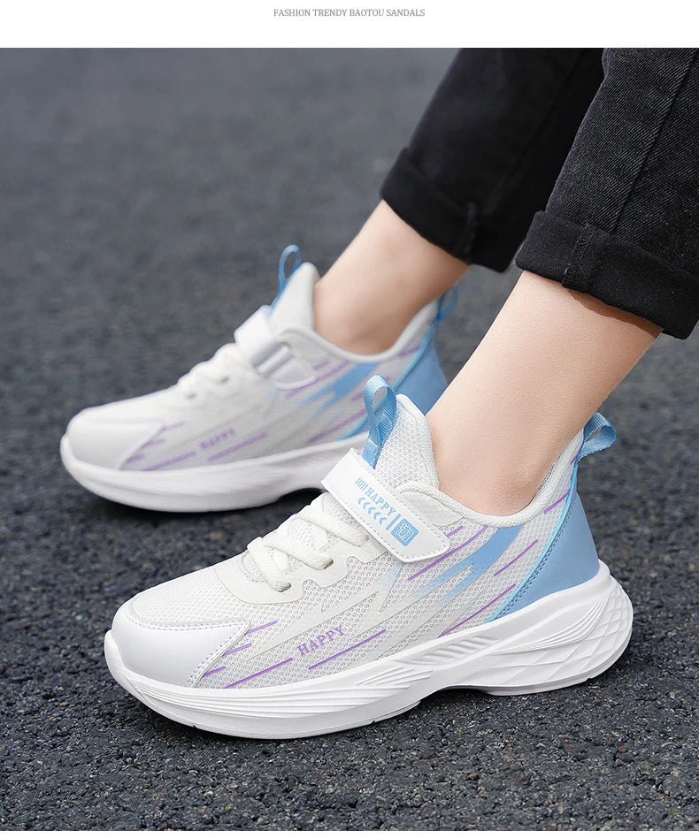 Cute Girls Casual Shoes White Mesh Sneakers Student Kids Summer Sock Footwear Fashion Children Sport Shoes Tenis Running Autumn