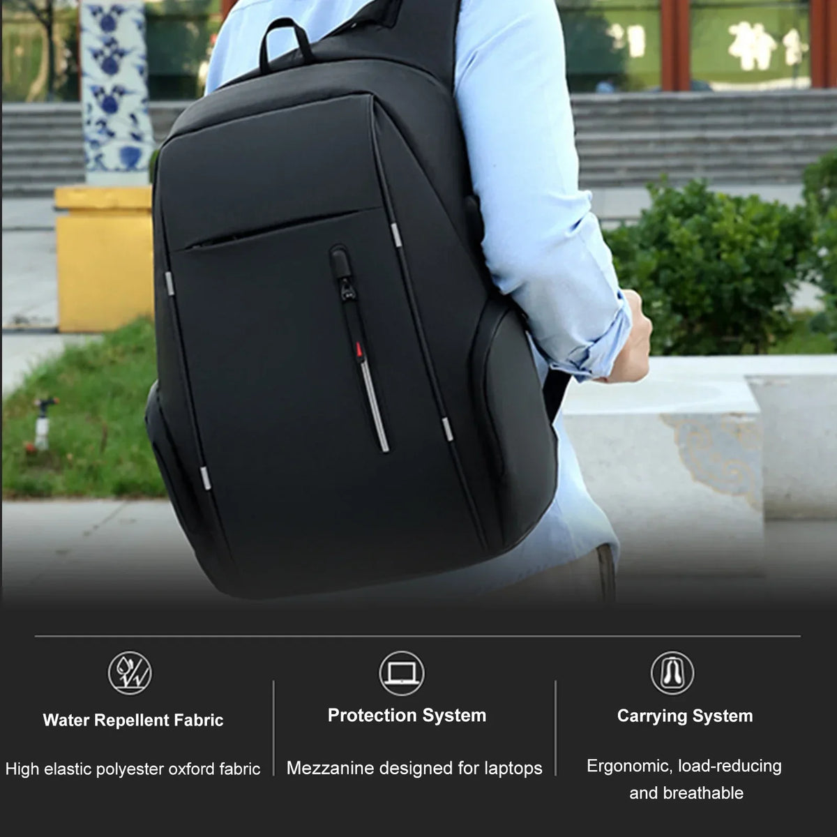 17" Laptop Backpack with USB Charging Port - Waterproof Travel Bag for Men & Women