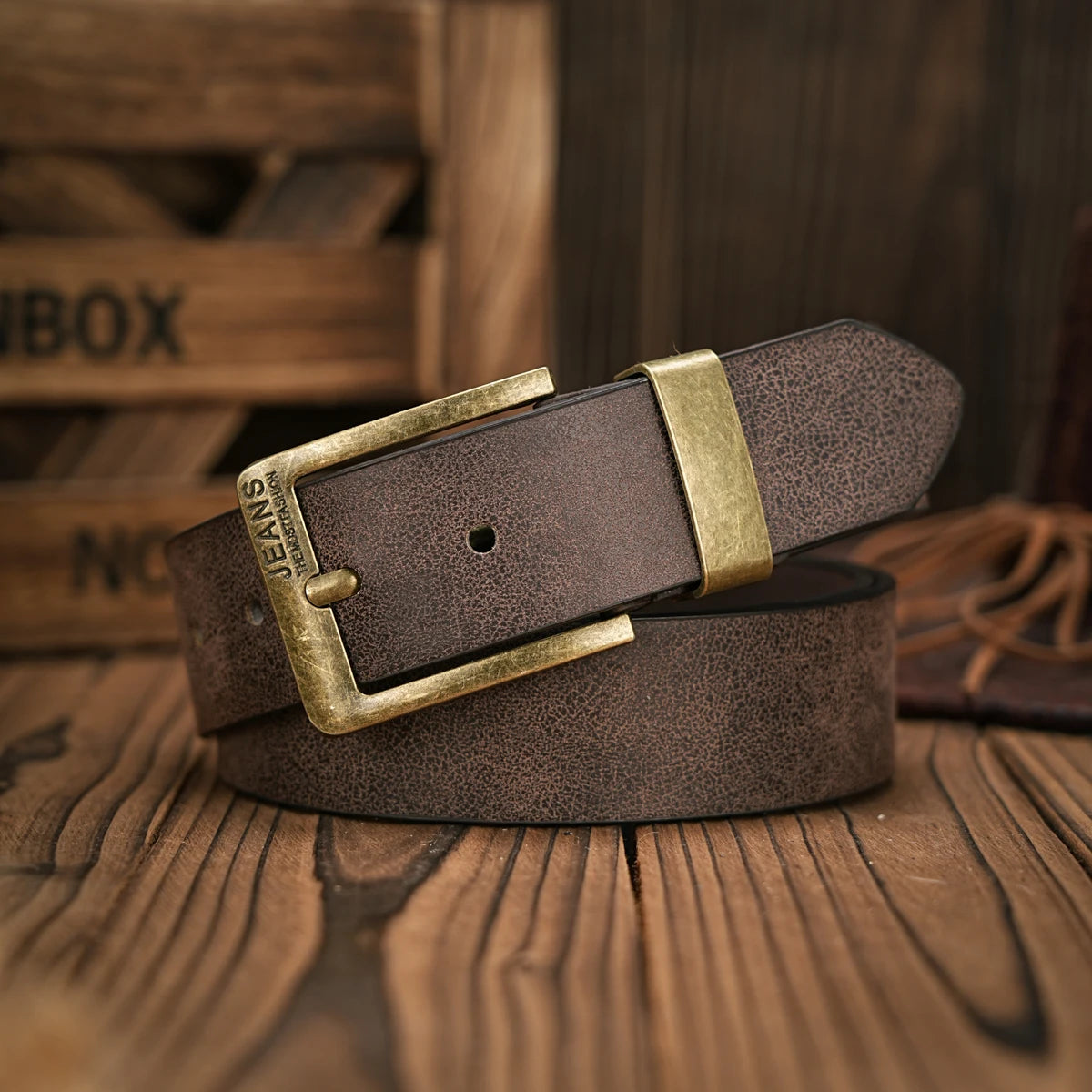 Western Retro Belt – Faux Leather with Metal Buckle, Unisex