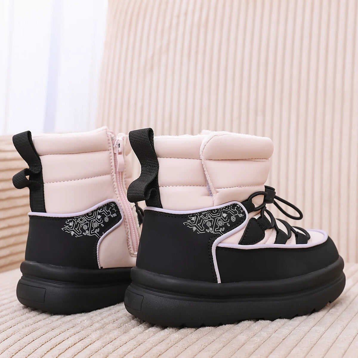 Girls' Pink Side-Zip Winter Ankle Shoes