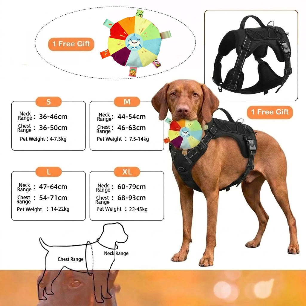 New Reflective Tactical Dog Harness No Pull Adjustable Vest Explosion Proof Durable Pet Chest Strap For Small Medium Large Dogs