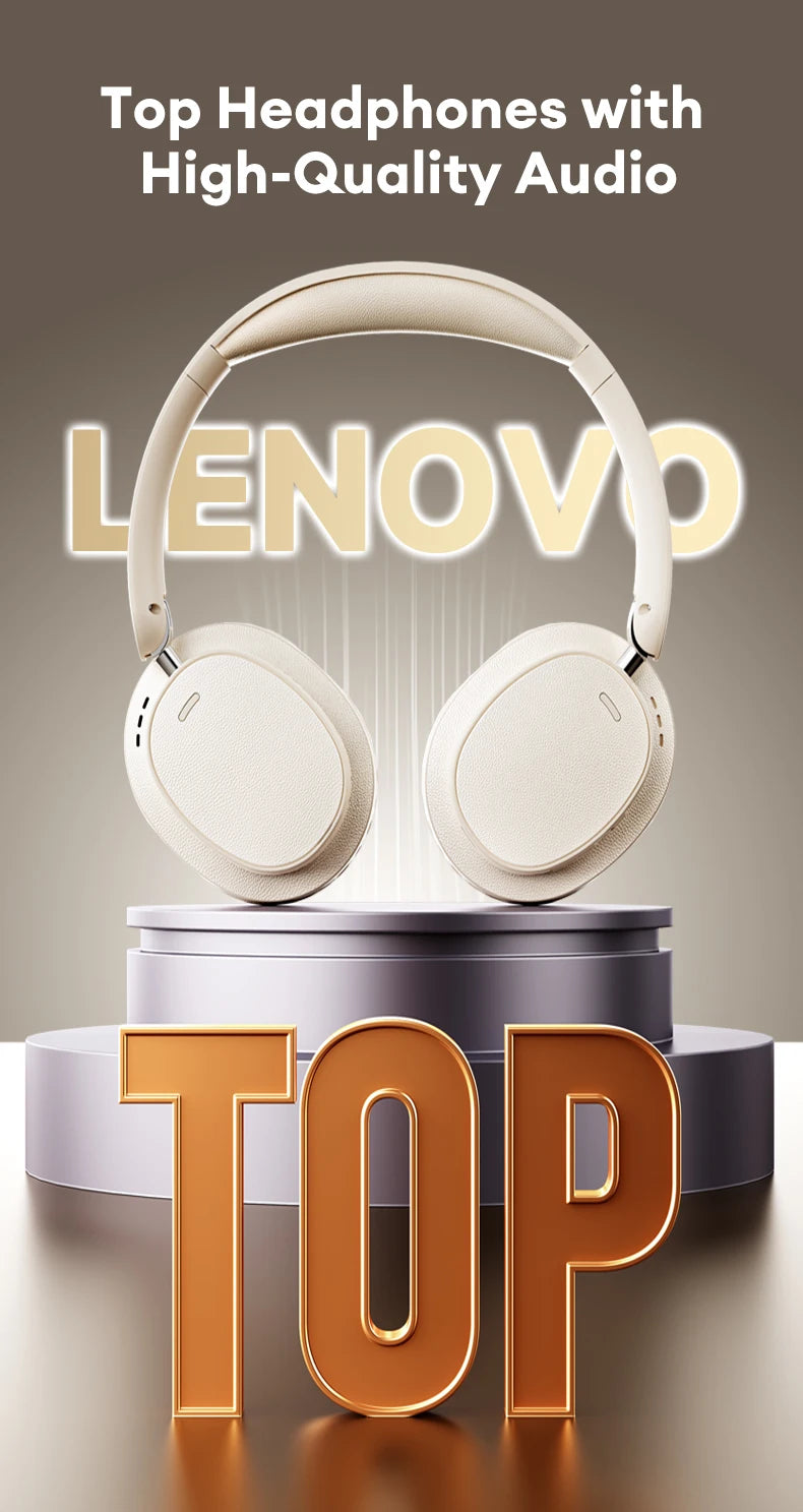 Lenovo LS105 Foldable Wireless Headphones – Bluetooth 6.0, 30-Hour Playtime, Built-In Mic