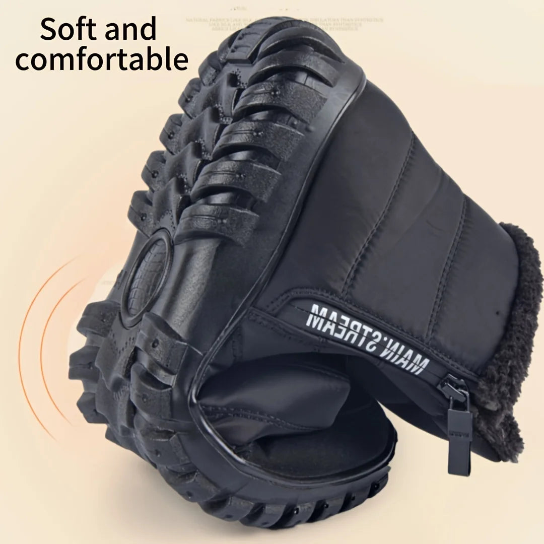 Winter Shoes Men's Sneakers Warm Cotton Zipper Snow Ankle Boots, Autumn Casual Shoes Waterproof Snow Boots Free Shipping Shoe