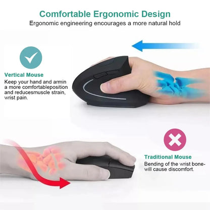 Vertical Ergonomic Wireless Mouse – 2.4 GHz, Adjustable DPI
