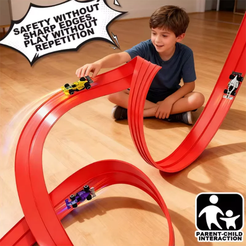 Race Track Car Ramp Toy – Gliding Rail Racing Set for Toddlers