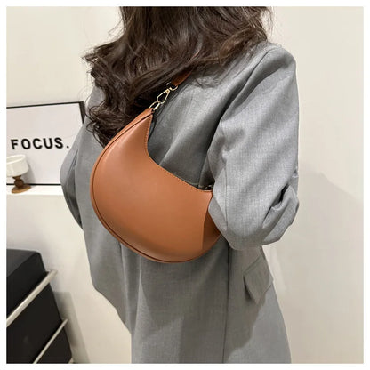 Women's Crescent Moon Shoulder Bag – Soft Vegan Leather Handbag