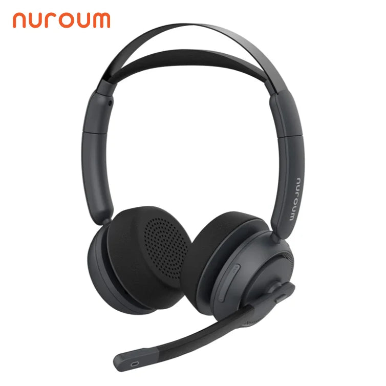Nuroum HP31DU Wireless Office Headset – Bluetooth 5.3, Noise-Cancelling Mic & USB Dongle