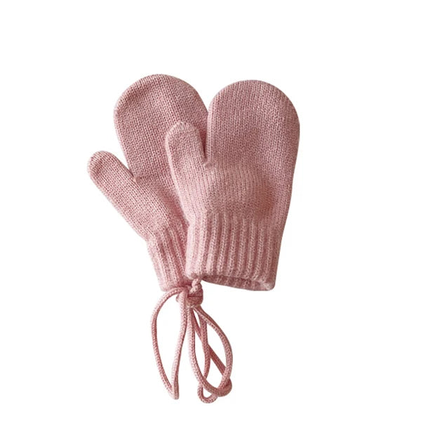 Baby Knit Mittens with String – Wool-Blend Toddler Mittens (Ages 1–4)