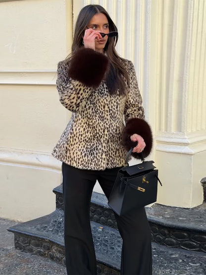 hfwomenfz Damenjacke mit Stehkragen und Kunstfellbündchen