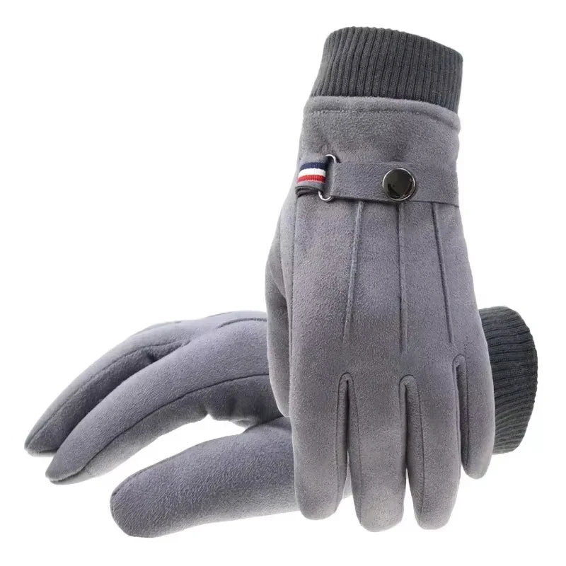 Men's Suede-Feel Buckle Touchscreen Winter Gloves