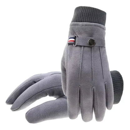 Guantes de invierno para hombre con pantalla táctil, hebilla y tacto de ante