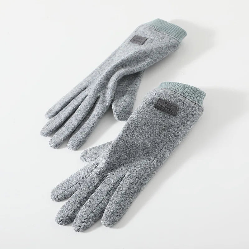 Women's Knit-Cuff Plush Touchscreen Gloves
