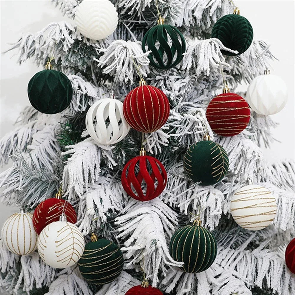 Velvet Christmas Ball Ornaments – 4 cm Vintage Baubles, Set of 6 or 12