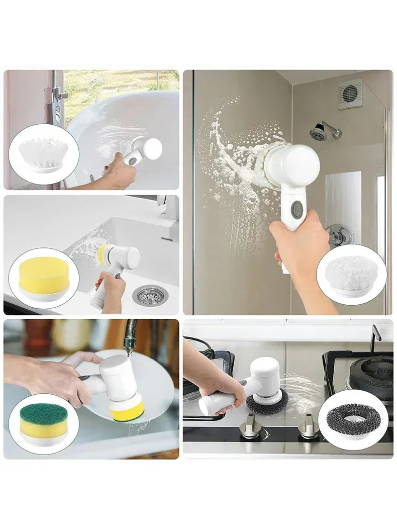 Electric Spin Scrubber – Cordless Rechargeable Cleaning Brush with Replaceable Heads
