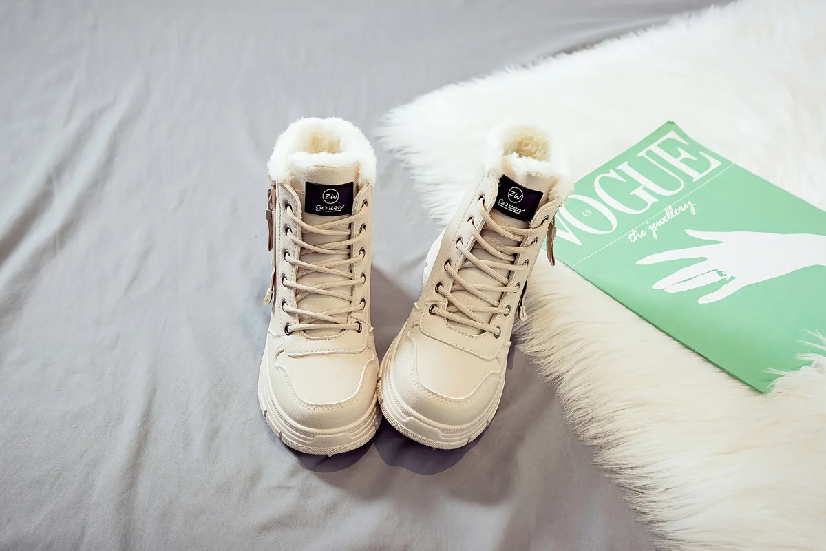 Winter Women Snow Boots Anti‑Slip Warm Fur Lined Martin Boots Casual Ankle Booties Fashion Outdoor Daily Wear Shoes