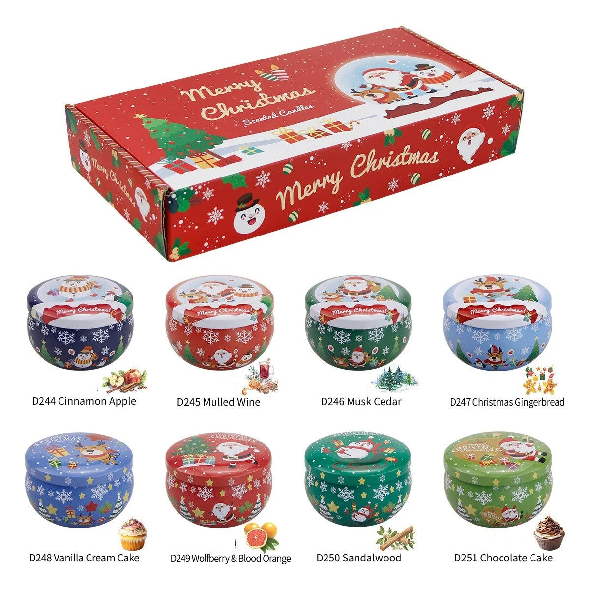 Christmas Aromatherapy Candles Santa Claus Snowmen Tin Cans Candle Christmas Decoration For Home Xmas New Year 2025 Navidad