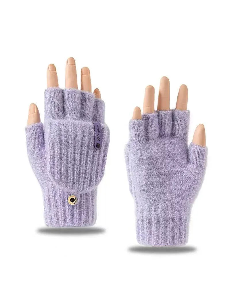 Girls' Knit Fingerless Gloves – Soft Winter Writing Gloves