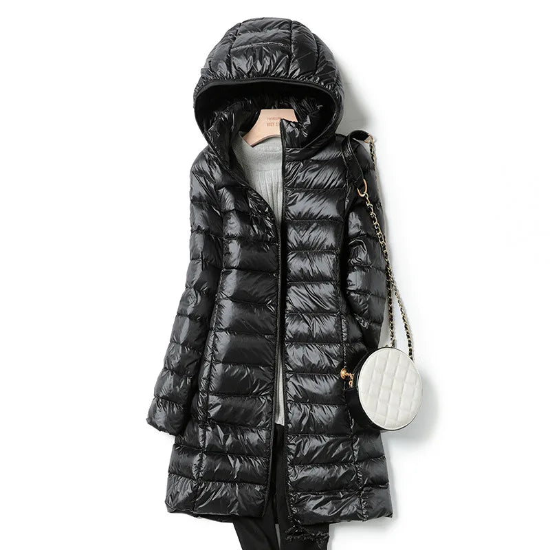 2025 9 Colors Plus Size 5xl 6XL 7XL Womens Down Jackets Long Ultra Light Thin Casual Coat Puffer Jacket Slim Remove Hooded Parka