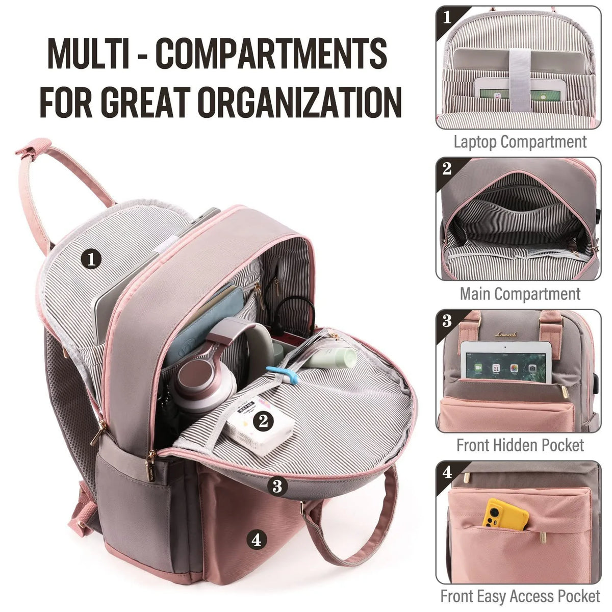 14"-15" Laptop Backpack with USB Charging Port - Tear-Resistant Business Daypack