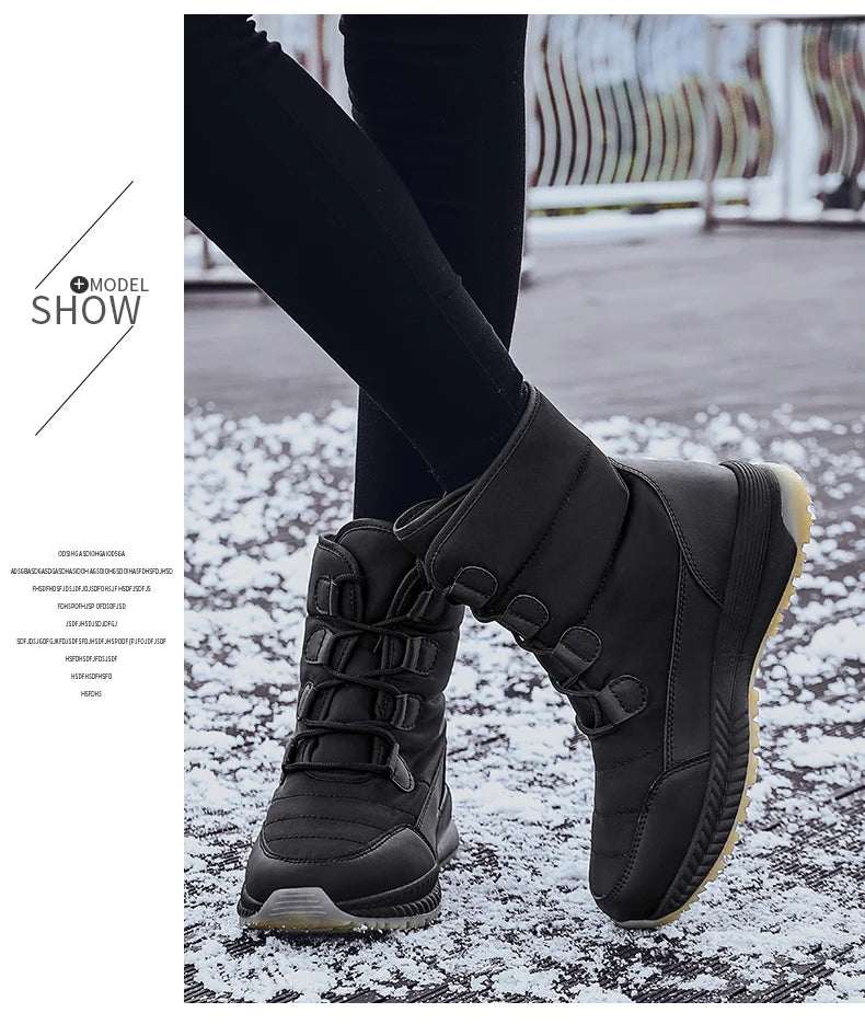 Women's Lace-Up Snow Boots – Plush-Lined Mid-Calf Winter Boots