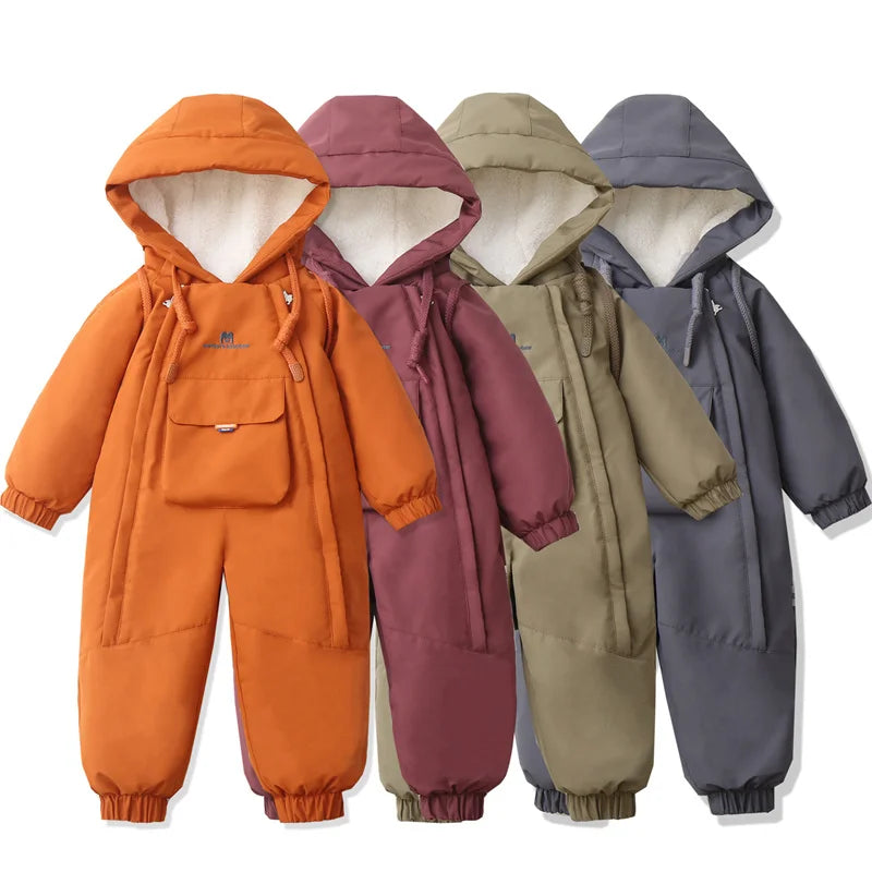 2Pcs Set Children Winter Ski Suit Coat + Backpack Thicken Baby Jumpsuit Warm Children Snowsuit Hooded Kids Clothes 1-5 Years