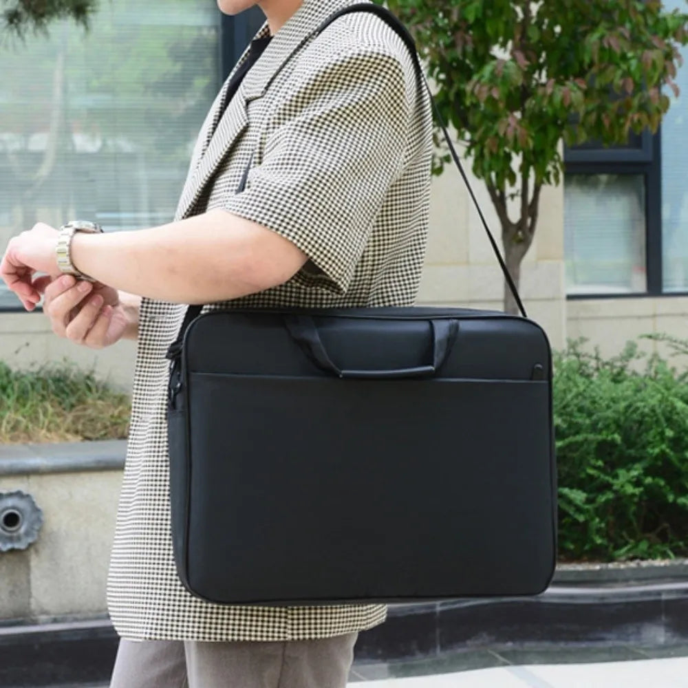 Business Laptop Shoulder Bag 15.6"-17" - Solid Colour Briefcase with Handle