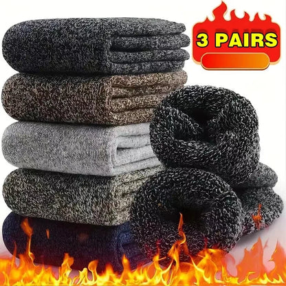Men's Thick Winter Socks – Warm Terry-Lined Crew Socks, 3 or 5 Pairs