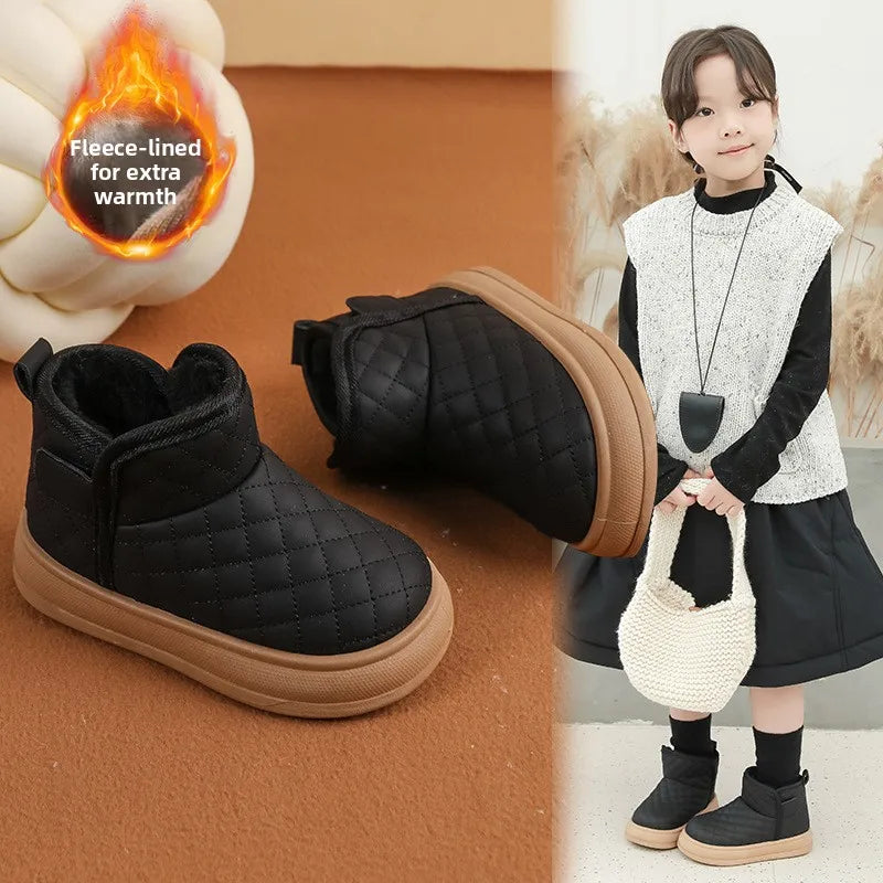 2026 Winter Plush Boots For Children Soft Warm Velvet Snow Boots For Kids Anti-slippery Waterproof Boy's Girl's Winter Boots