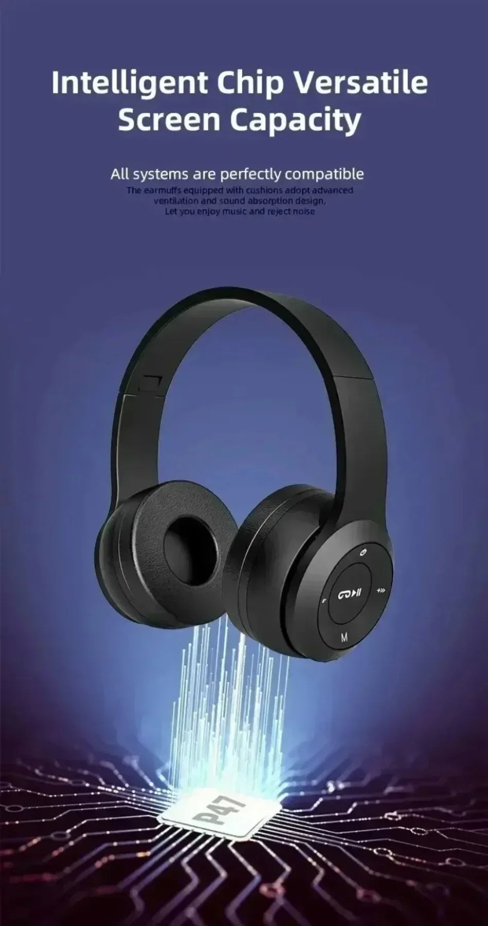 Foldable Bluetooth Headphones – Over-Ear Wireless with Mic