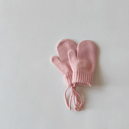 Strickfäustlinge für Babys mit Kordel – Fäustlinge aus Wollmischung für Kleinkinder (Alter 1–4)