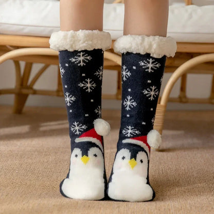 Weihnachten Plüschsocken Damen Winter Thermosocken Warme Bodensocken Weiche weibliche Haussocken Indoor Geschenke Rutschfeste Griffsocken Flauschig