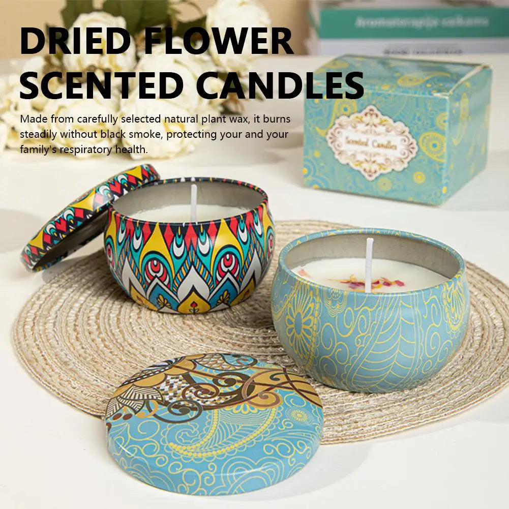 Scented Candles for Home Soy Wax Aromatherapy with Lavender Rose Jasmine etc. Plant Essential Oils & Dried Flowers Gifts