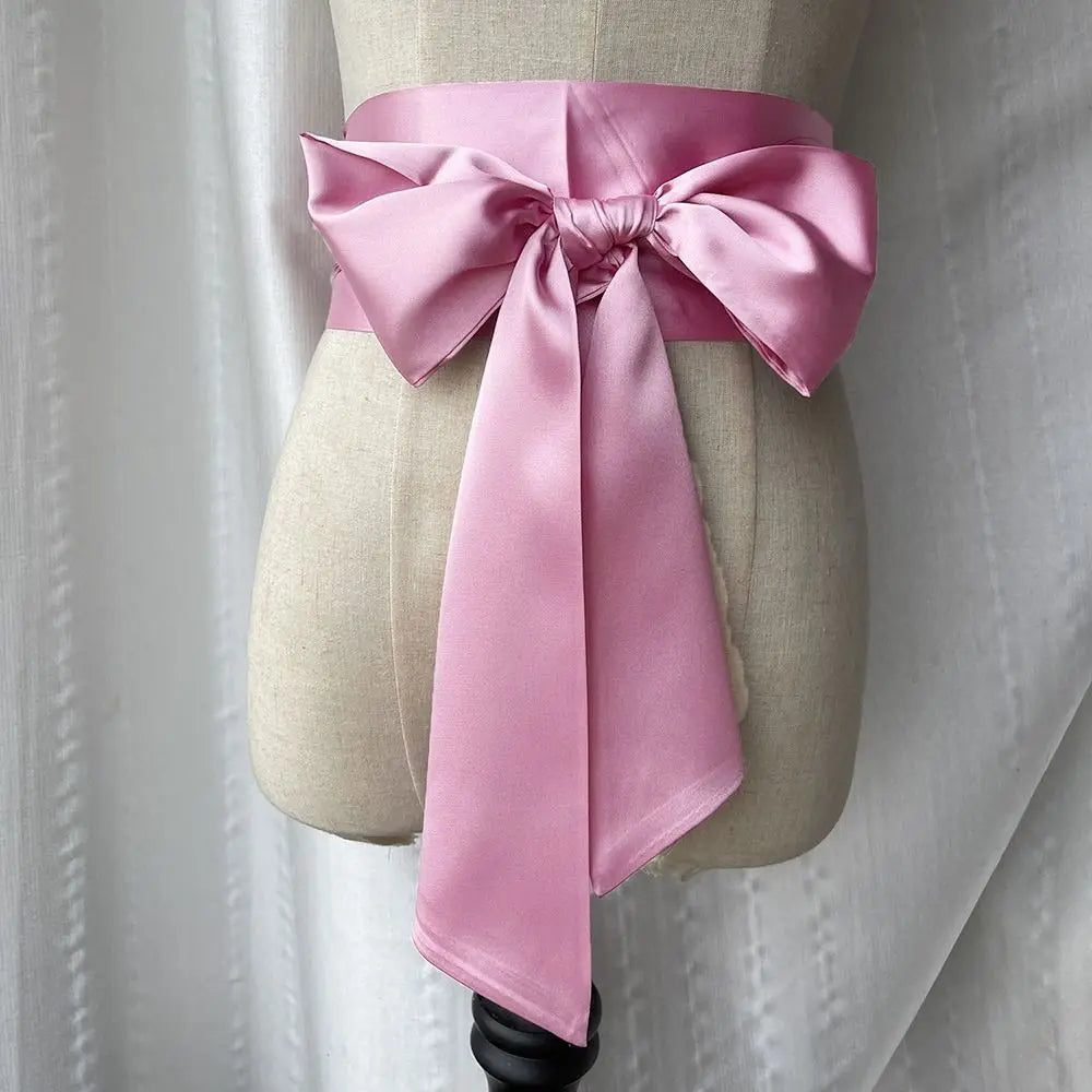 Satin Bow Waist Sash – Wide Ribbon Belt for Dresses, 20 Colours
