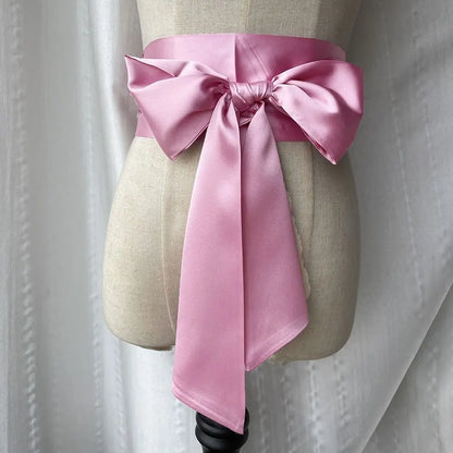 Satin-Schleife Taillengürtel – Breiter Bandgürtel für Kleider, 20 Farben