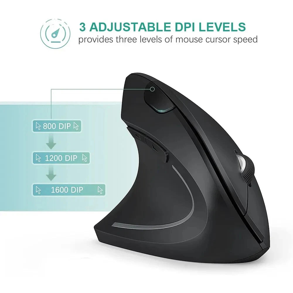 Vertical Ergonomic Wireless Mouse – 2.4 GHz, Adjustable DPI