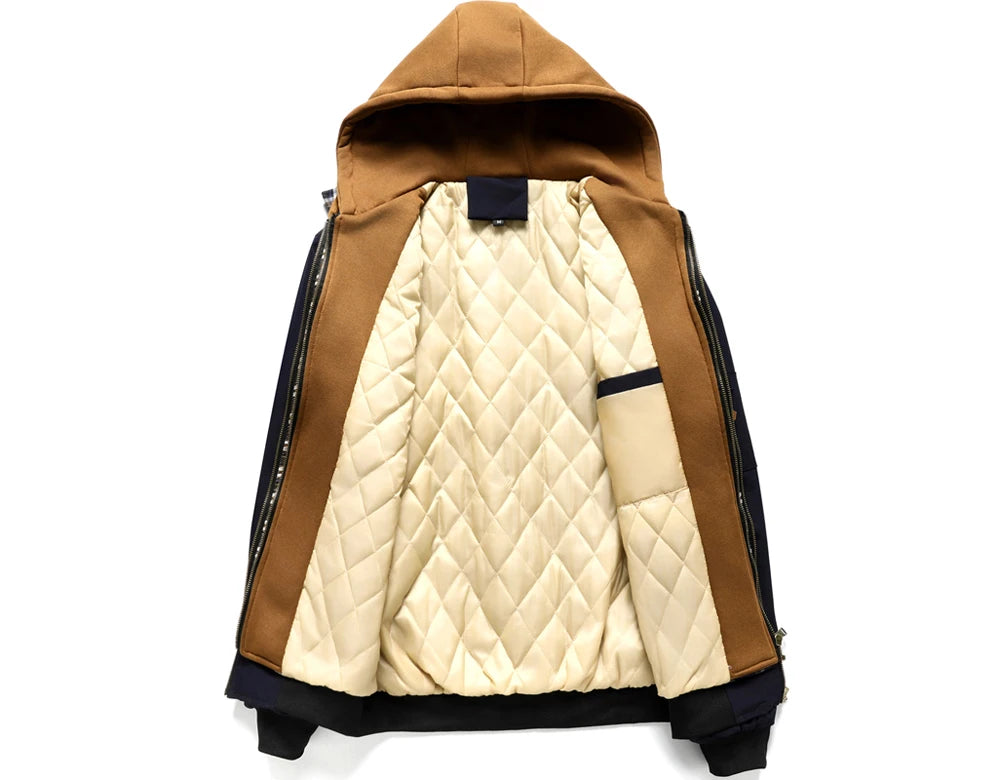 Autumn Winter Men's Warm Windbreaker Jacket Outdoor Man Thick Windbreaker Hiking Hooded Coats Men Thermal Sports Zipper Parkas J