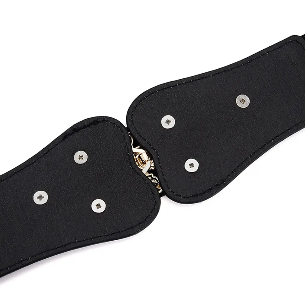Women's Gold Leaf Elastic Waist Belt – Double Hook Buckle